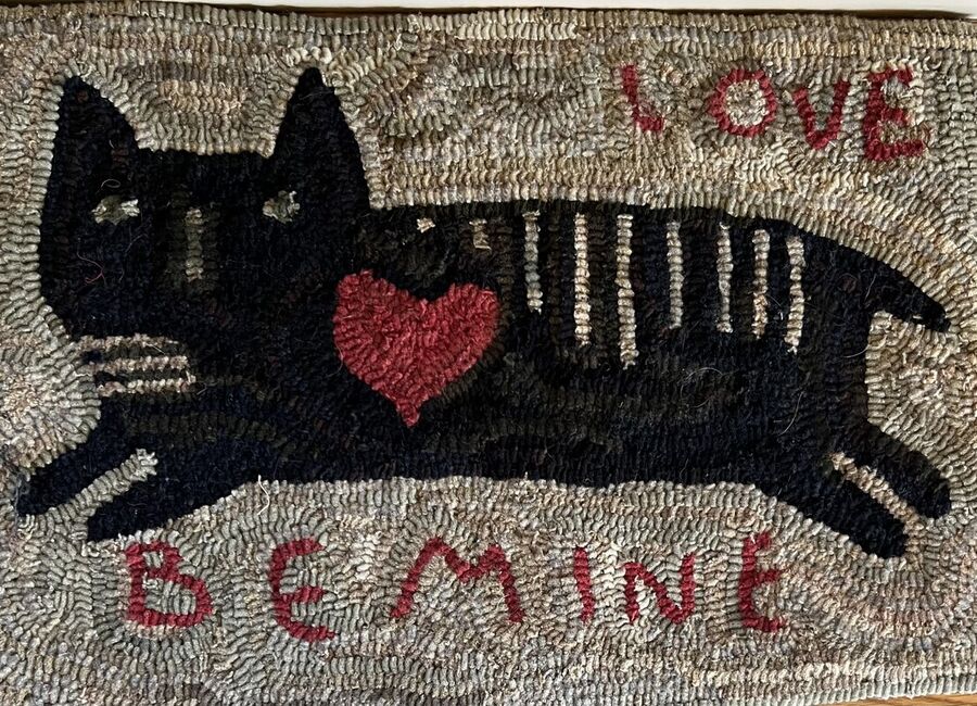 Cat Heart Rug, a Hand Hooked Rug by Jennifer McKelvie