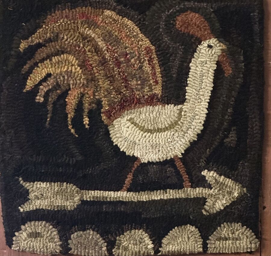 Folk Art Rooster, a Hand Hooked Rug by Jennifer McKelvie