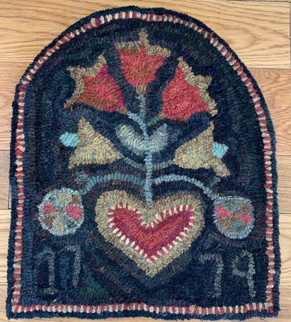 Heart And Flowers, a Hand Hooked Rug by Jennifer McKelvie
