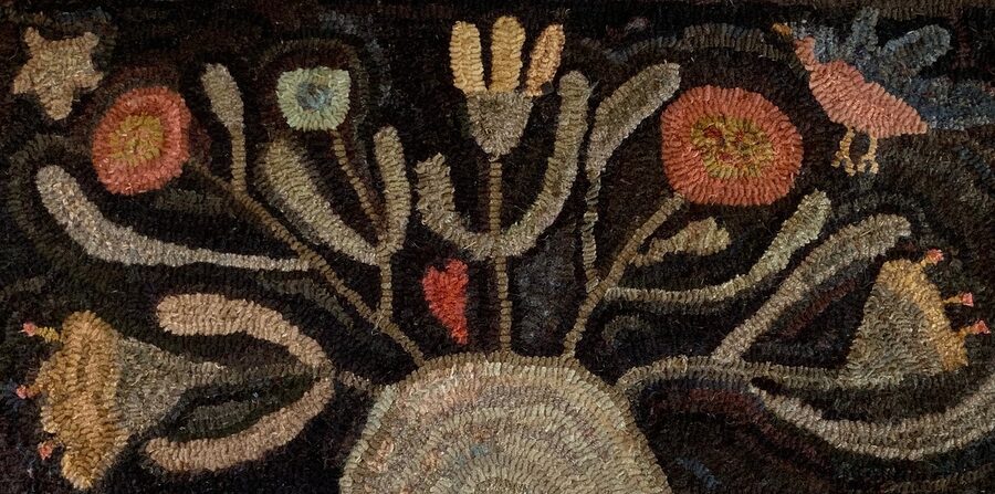 Maggies Pot Of Posies, a Hand Hooked Rug by Jennifer McKelvie