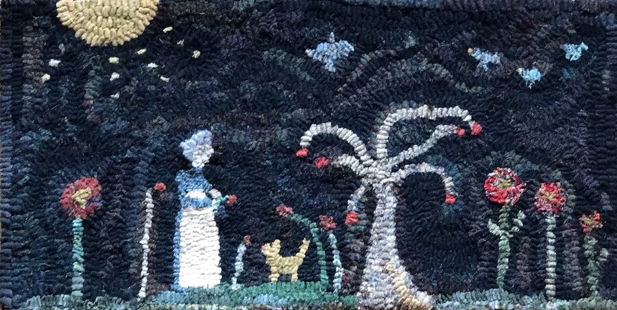 Strolling With Cat, a Hand Hooked Rug by Jennifer McKelvie