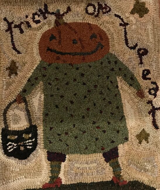 Trick Or Treat, a Hand Hooked Rug by Jennifer McKelvie